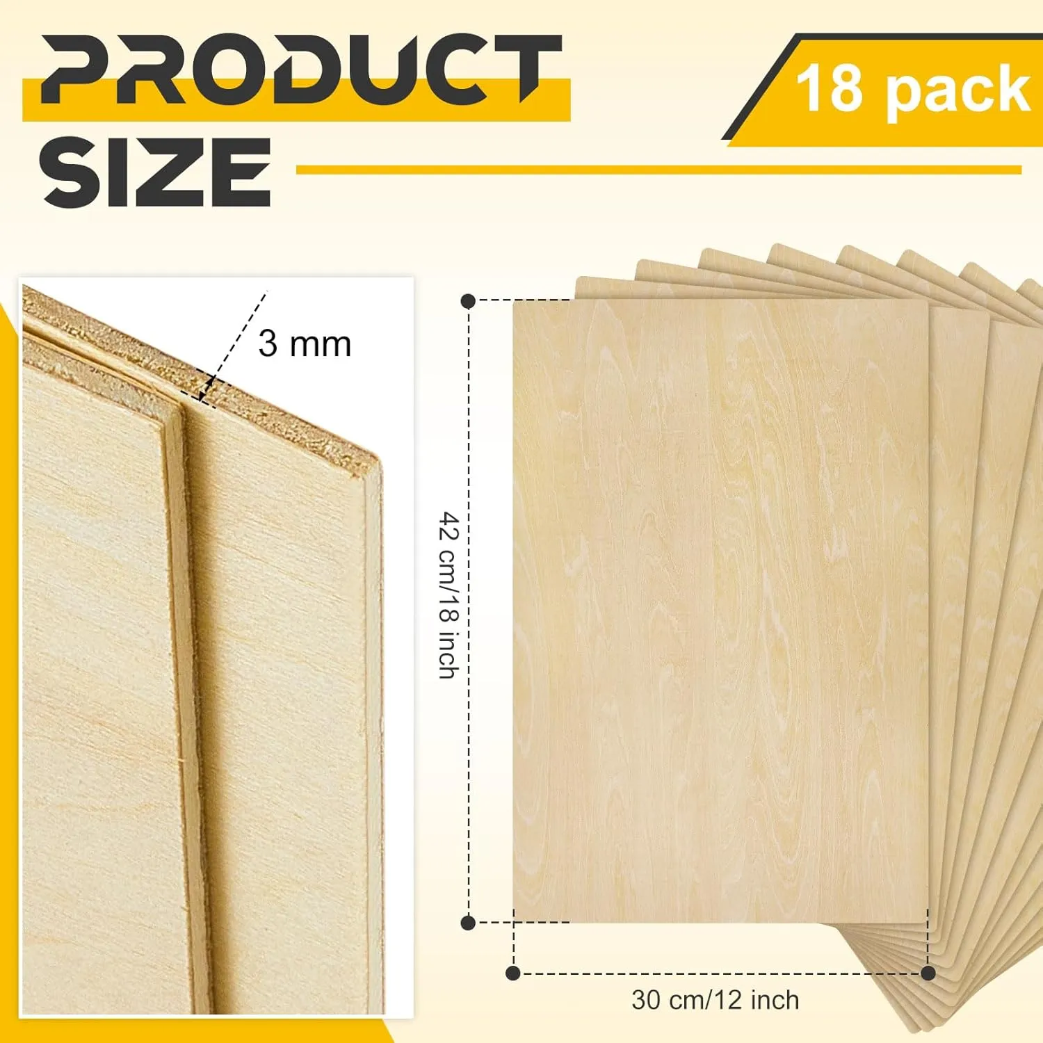 Juexica 18 Pcs Basswood Sheets 3mm 1/8" x 12" x 18" Plywood Board Craft Wood Thin Sheets for DIY Arts Crafts Woodworking Scroll Sawing Projects Painting Drawing Laser Cutting Projects