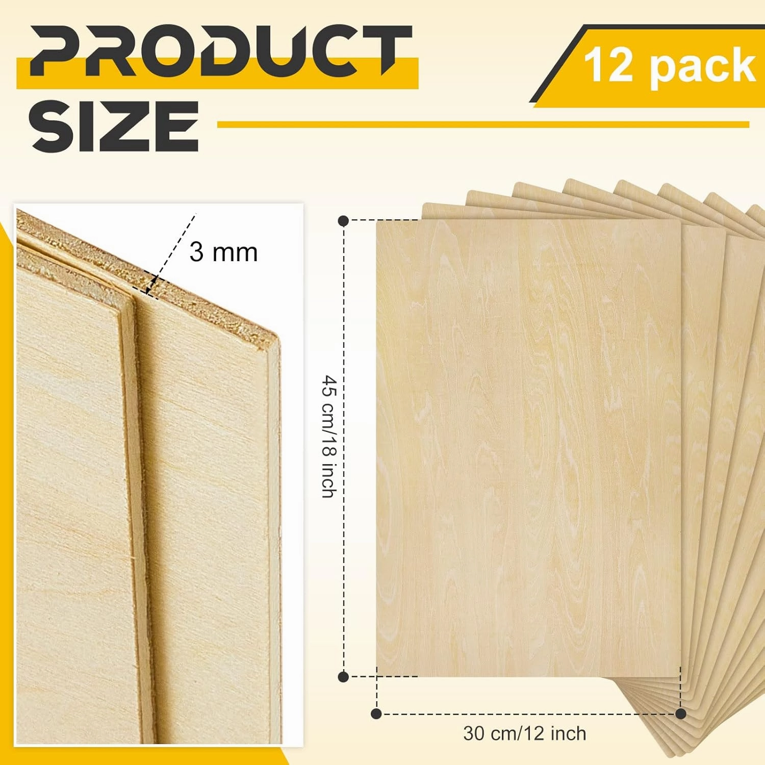 Juexica 12 Pcs Basswood Sheets 3mm 1/8" x 12" x 18" Plywood Board Craft Wood Thin Sheets for DIY Arts Crafts Woodworking Scroll Sawing Projects Painting Drawing Laser Cutting Projects