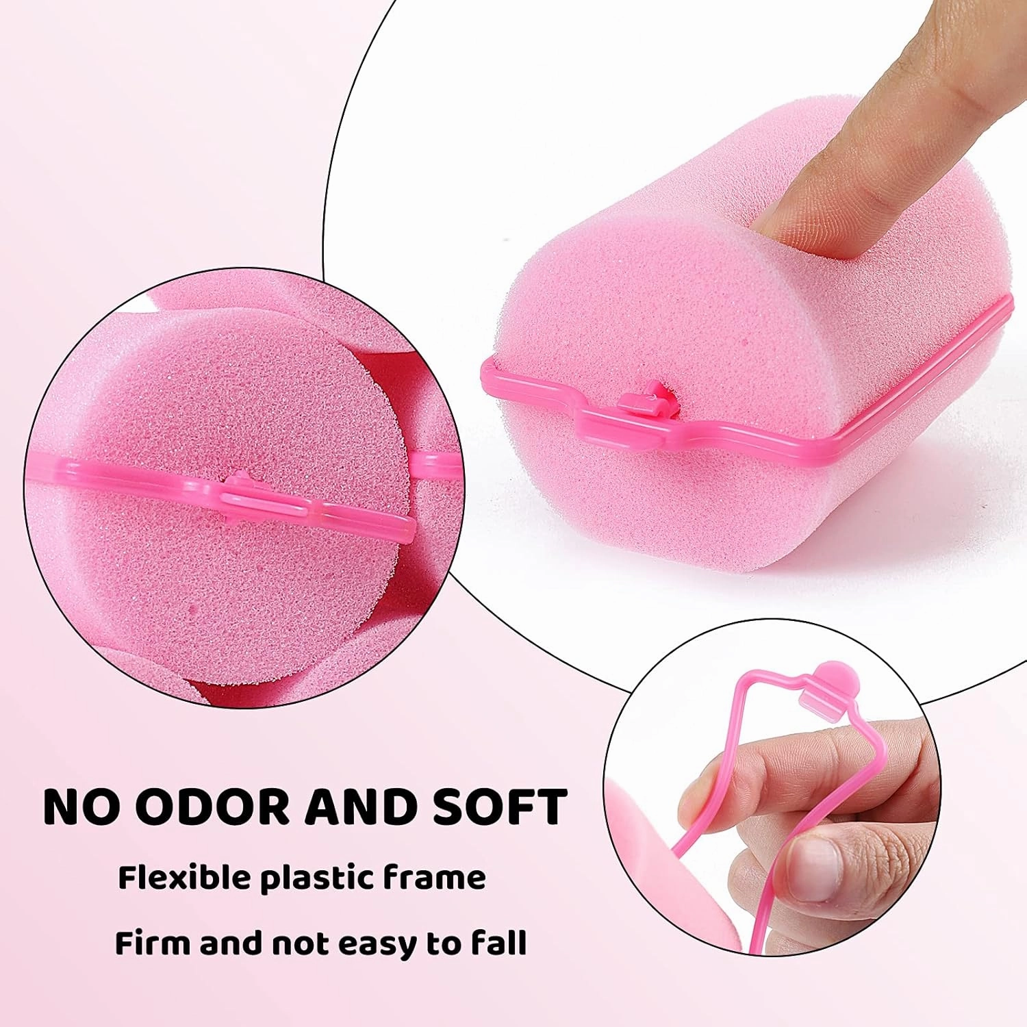 Jumbo Foam Sponge Hair Roller Soft Sleeping rollers Curvy Wavy Hairstyle Curling Hair Styling Tools 24 Pieces Use For Long Hair Short Hair Ladies And Children 2"X2.75"(pink)