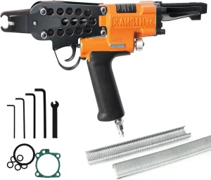 K-SC7E 15 Gauge Pneumatic Hog Ring Gun with Long Nose, 3/4-inch Crown,7.0mm Closure Diameter Hog Ring Staples, Air C Ring Gun for Cage.
