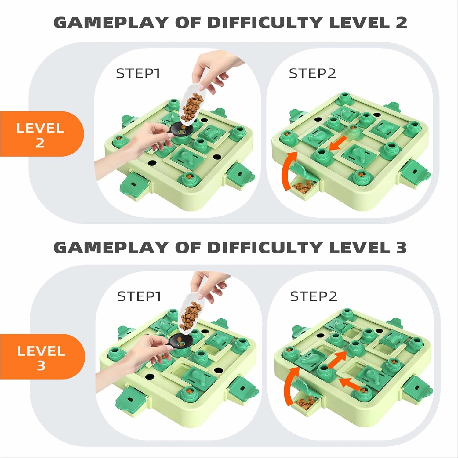 KADTC Level 3-in-1 Chess Puzzle Toy – Durable Interactive Treat Dispenser Brain Mental Game for Small/Medium/Large Dogs Green