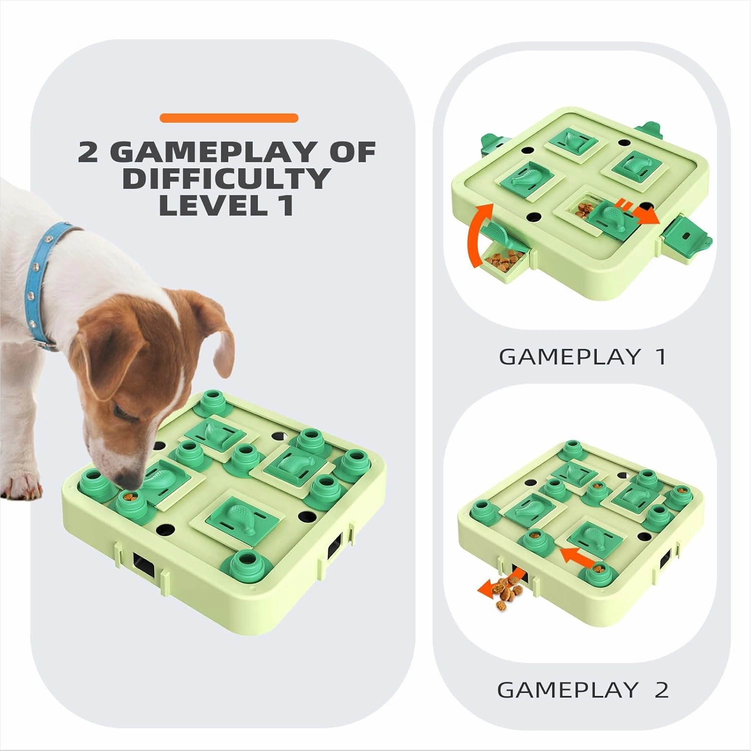 KADTC Level 3-in-1 Chess Puzzle Toy – Durable Interactive Treat Dispenser Brain Mental Game for Small/Medium/Large Dogs Green