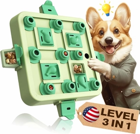 KADTC Level 3-in-1 Chess Puzzle Toy – Durable Interactive Treat Dispenser Brain Mental Game for Small/Medium/Large Dogs Green