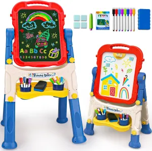 Kids Easel for Toddlers Age 2-4 Art Magnetic White Board & Chalkboard Double Side Adjustable Stand Drawing Writing Learning Educational Toy for 2 3 4 Year Boys Girl Birthday Gifts