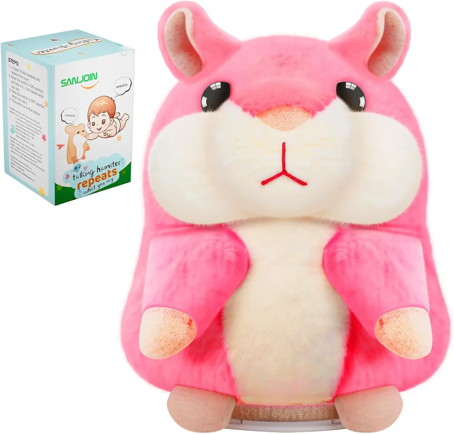 Kids Toddler Toys for Ages 2-4, Talking Hamster Repeats What You Say, Interactive Plush Repeating Toy for 2 3 4 5 6 8 Year Old Boy Girl Birthday Gift (Pink)