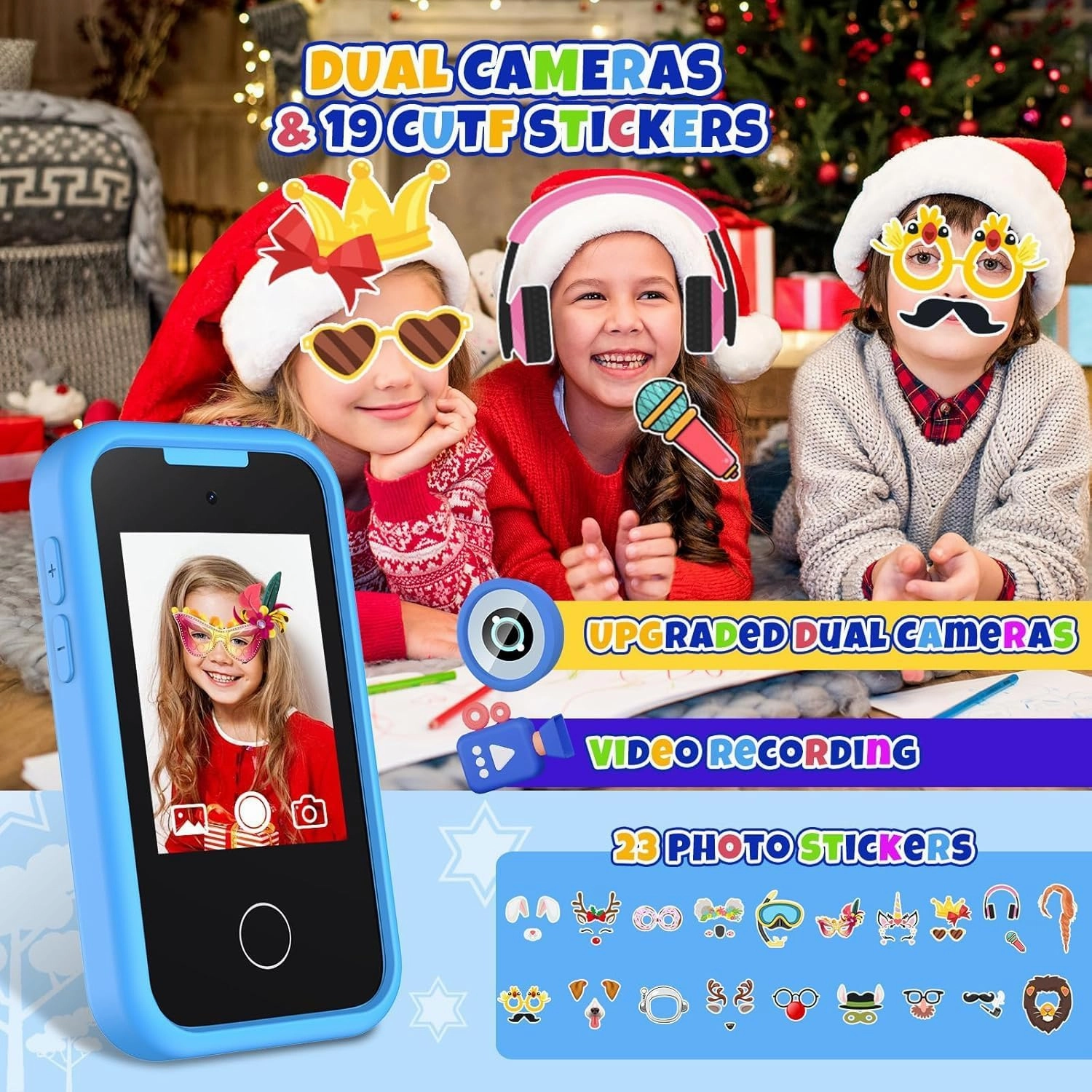 Kids Phone for Boy, Toddler Toy Phone Birthday Gifts Toys for 3 4 5 6 7 8 Years Old Kids Camera Phone with Dual Camera Music Player Puzzle Games