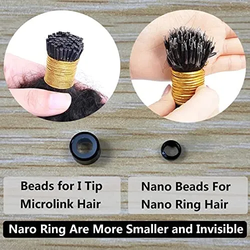 Kinky Straight Nano Ring Human Hair Extension Micro Link Brazilian Remy Nano Tip Hair Coarse Italian Yaki For Black Women 100g 100strands (24inch 100strands, 4(Dark Brown))