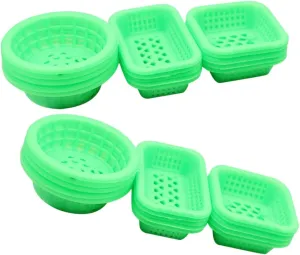 Kisangel 120pcs Miniature Storage Baskets for Dollhouse Assorted Shapes Material for Creative Play Mini House Decoration