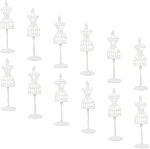 Kisangel 12pcs Miniature Doll Dress Stands Doll Clothes Mannequins for Displaying Suits and Accessories Dollhouses Lightweight Compact Design for Tiny House Decor