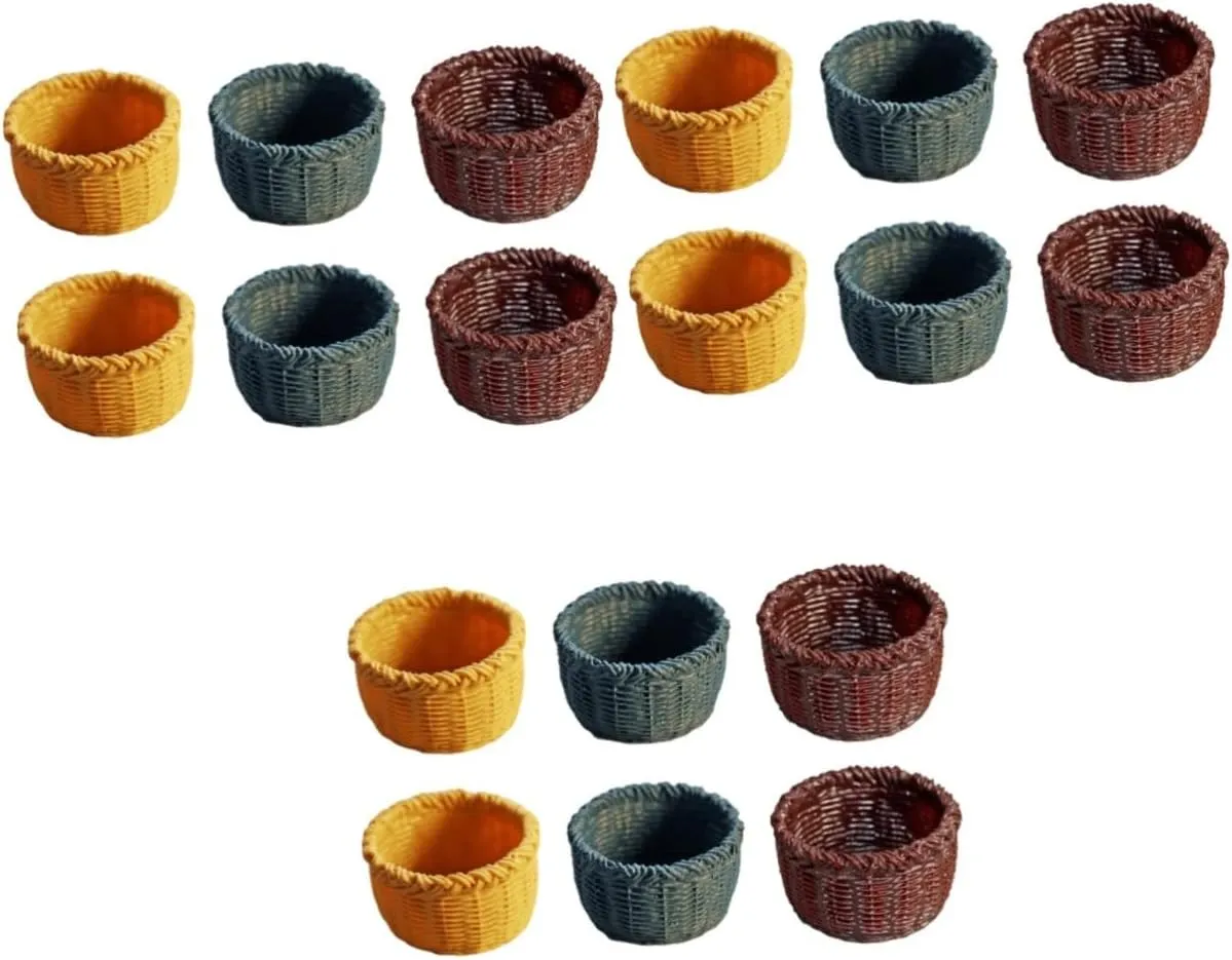 Kisangel 18pcs Miniature House Baskets Adorable Ornaments for Dollhouse Decor Versatile Mini House Supplies Premium Quality for Projects and Photo Props