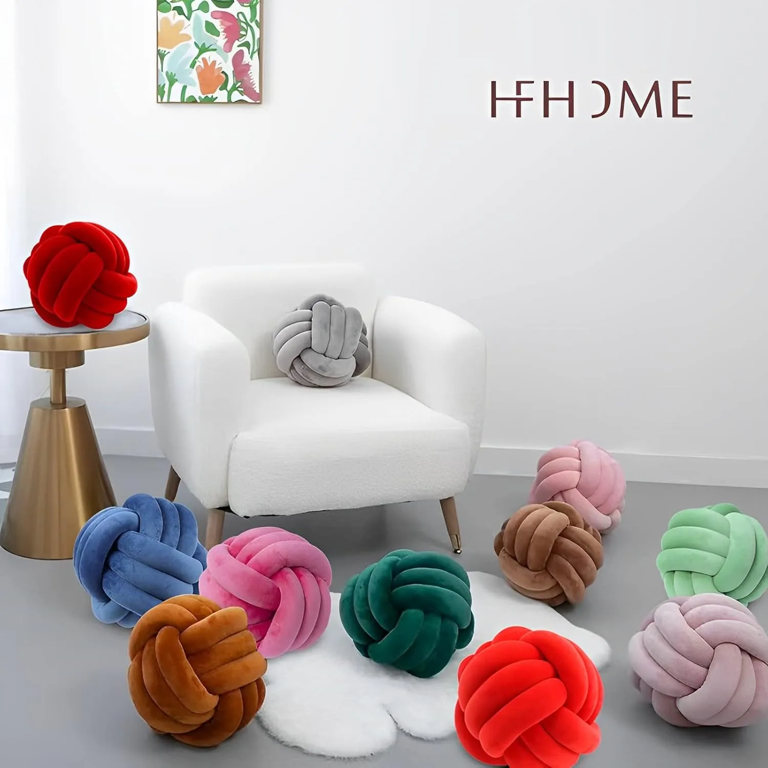Knot Ball Pillows, Round Throw Pillow Cushion Home Decoration Soft Plush Pillow, Throw Knotted Ball Pillow Handmade Children Room Decoration Round Plush Toy Pillow (Red,11"/28cm)