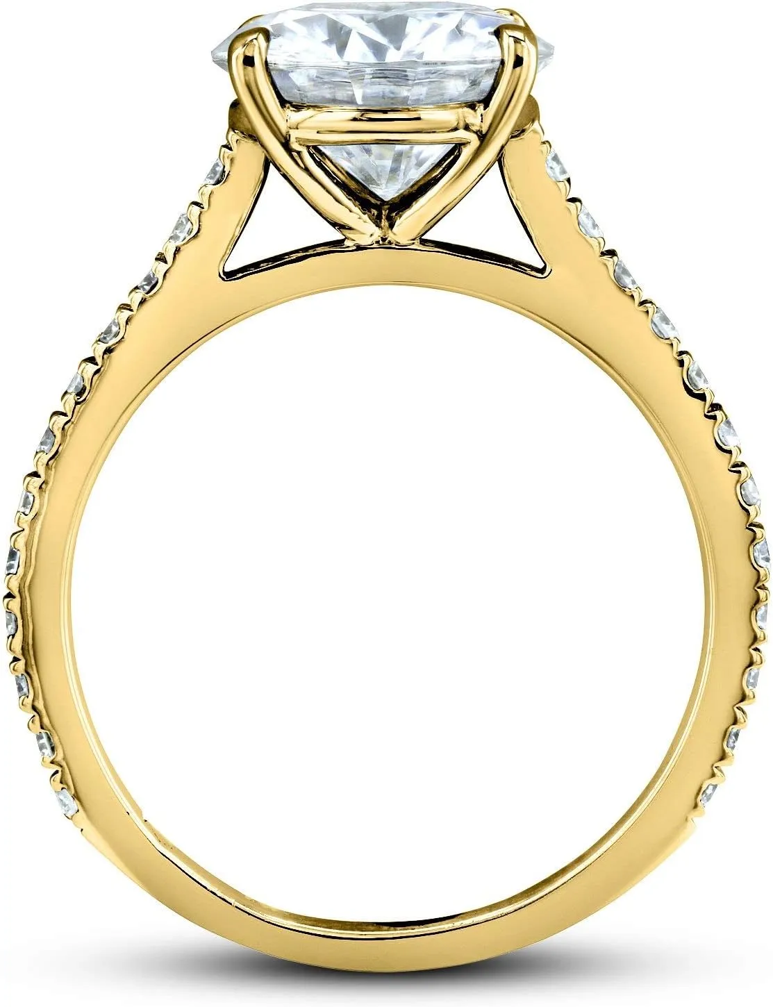 Kobelli Basket Cathedral 9mm Moissanite Ring 14k Yellow Gold