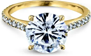 Kobelli Basket Cathedral 9mm Moissanite Ring 14k Yellow Gold