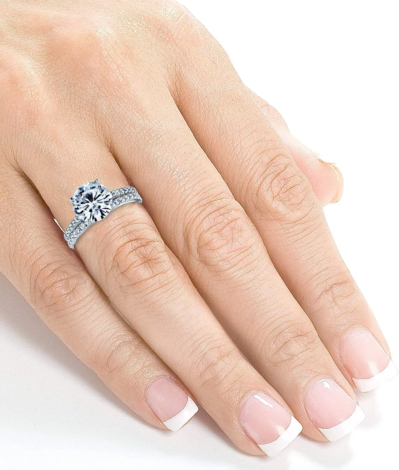 Kobelli Basket Cathedral 9mm Moissanite Rings 14k White Gold (GH/VS, GH/I)