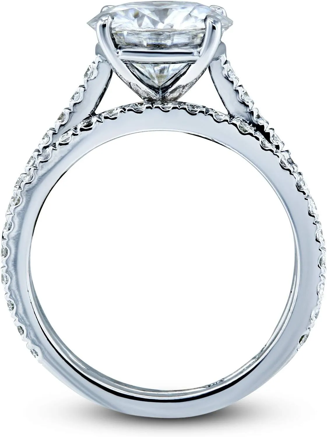 Kobelli Basket Cathedral 9mm Moissanite Rings 14k White Gold (GH/VS, GH/I)