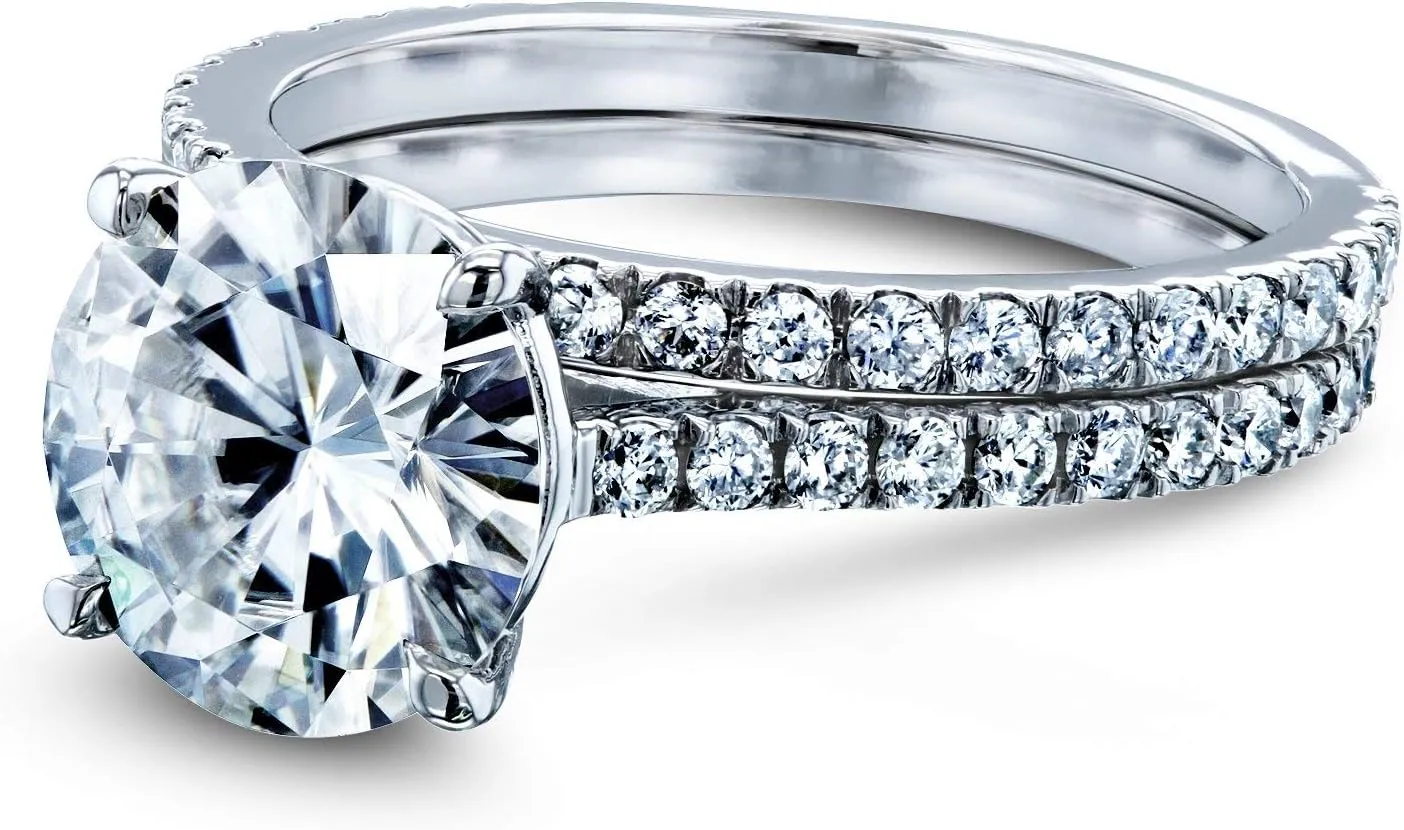 Kobelli Basket Cathedral 9mm Moissanite Rings 14k White Gold (GH/VS, GH/I)