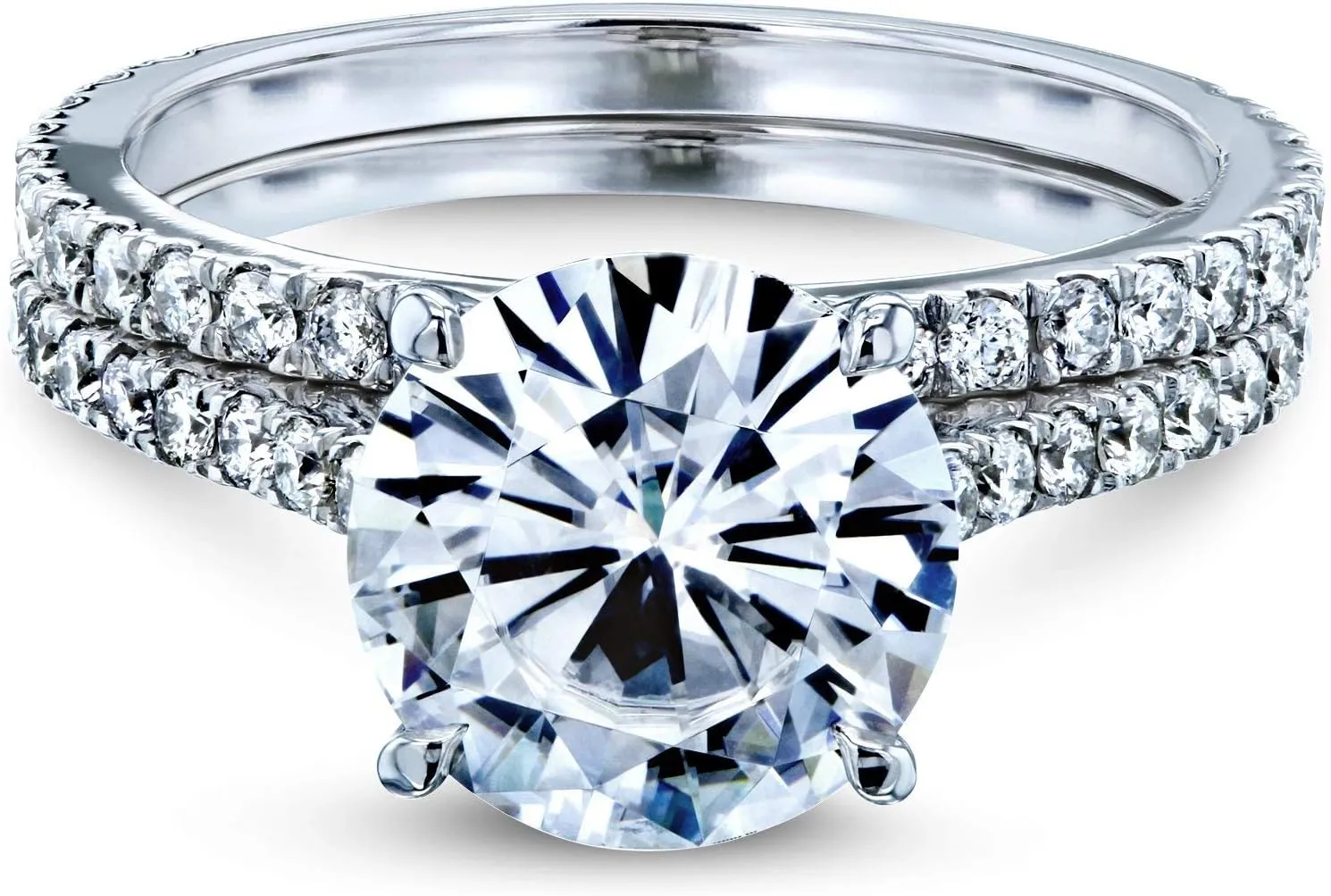 Kobelli Basket Cathedral 9mm Moissanite Rings 14k White Gold (GH/VS, GH/I)