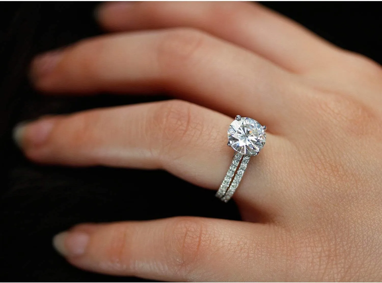 Kobelli Basket Cathedral 9mm Moissanite Rings 14k White Gold (GH/VS, GH/I)