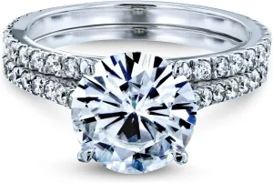 Kobelli Basket Cathedral 9mm Moissanite Rings 14k White Gold (GH/VS, GH/I)