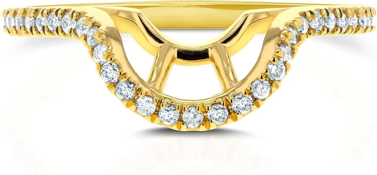 Kobelli Diamond Notched Basket Curve Wedding Band 1/4 CTW 14k Yellow Gold