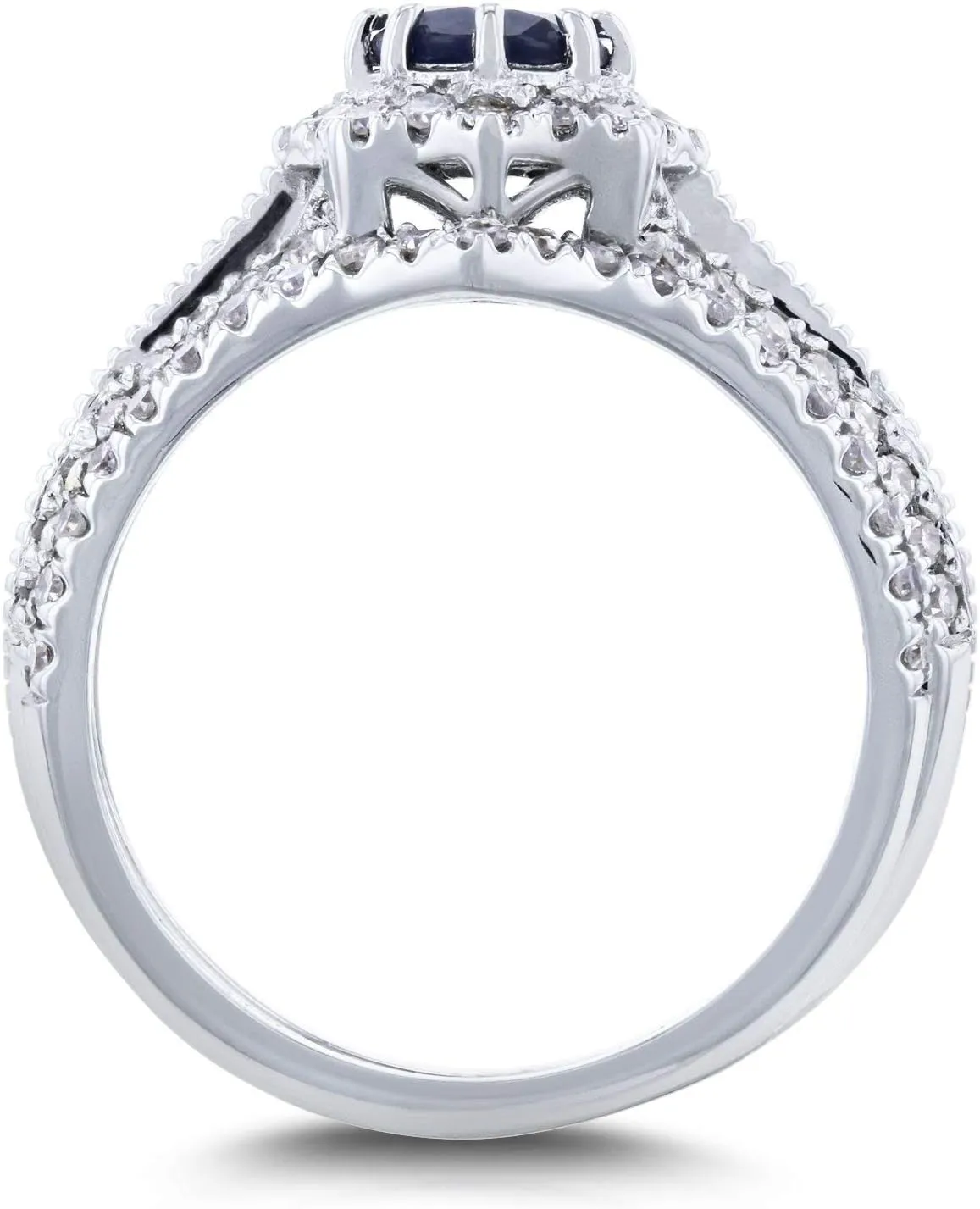 Kobelli Sapphire and 1/2ct TDW Diamond Star Halo Bridal Set 14k White Gold (2 Piece Set)