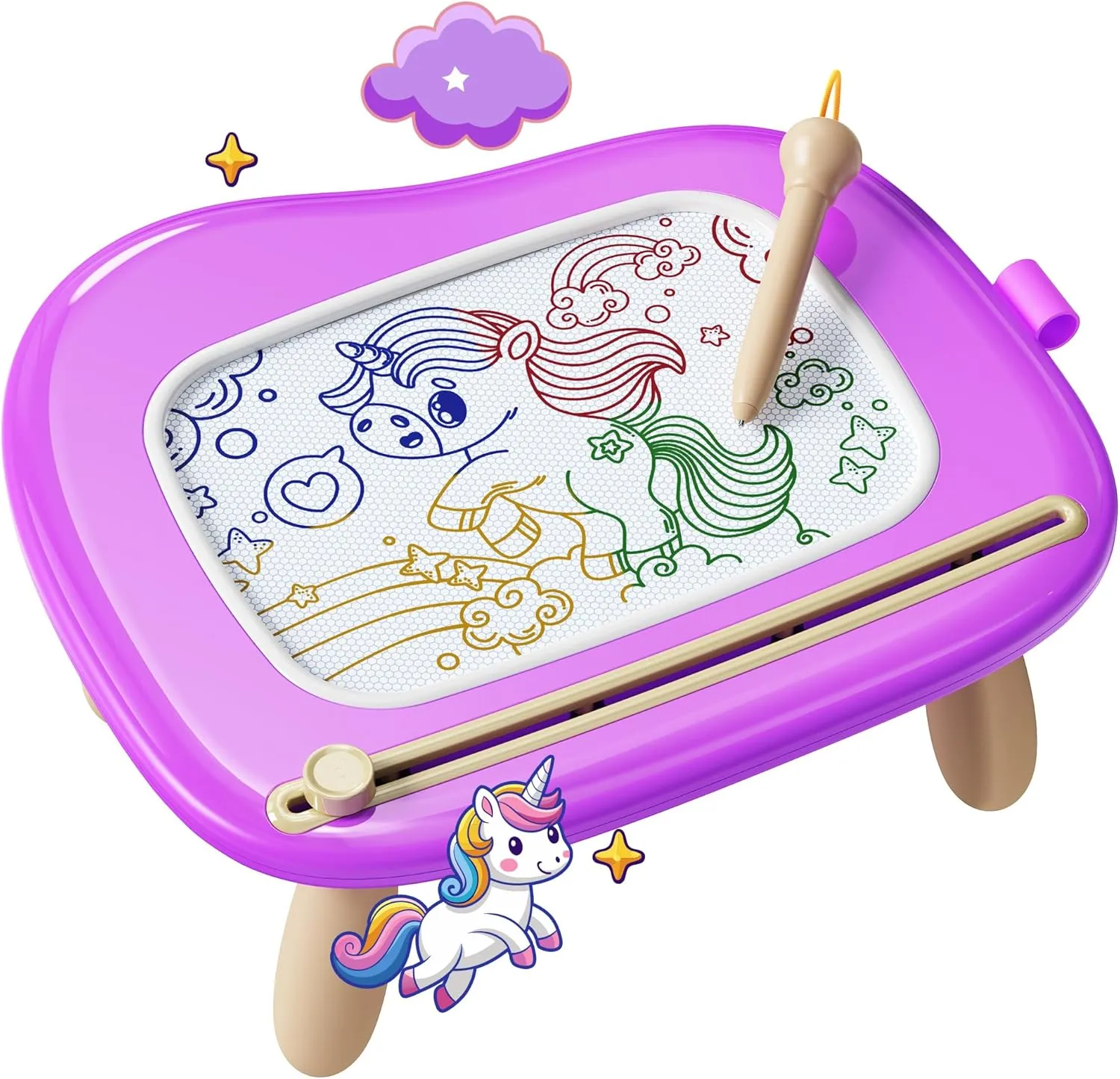 KOKODI Mess-Free Magnetic Drawing, Toddler Girl Toys for 1-2 Year Old, Large Doodle Board Pad Learning and Educational Toys for 1 2 3 Year Old Baby Kids Birthday Gifts(Purple)