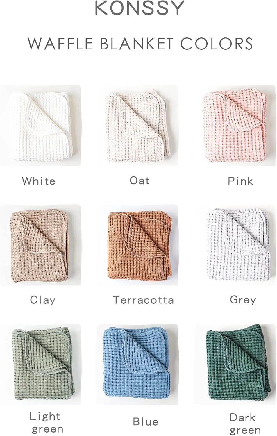 Konssy Waffle Baby Blanket - Soft & Cozy Nursery Swaddle Blanket, Lightweight Toddler Throw for Boys & Girls, Ideal for Wrapping(Clay)