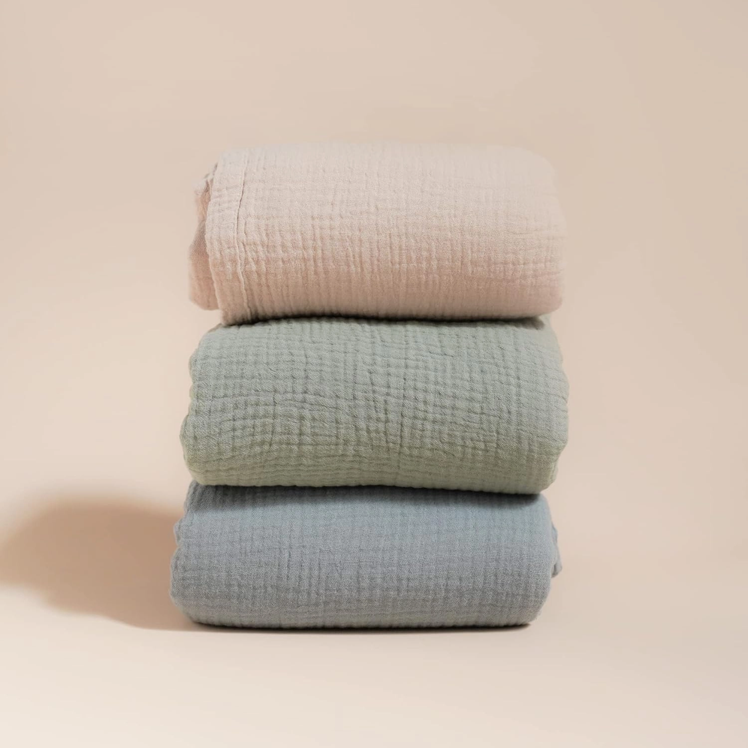 Konssy 3 Pack Muslin Swaddle Blankets for Unisex, Newborn Receiving Blanket, Large 47 x 47 inches, Soft Breathable Muslin Baby Swaddles for Boys & Girls