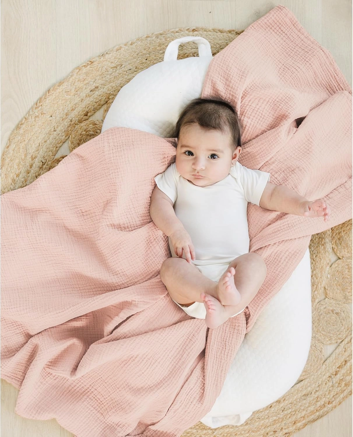 Konssy 3 Pack Muslin Swaddle Blankets for Unisex, Newborn Receiving Blanket, Large 47 x 47 inches, Soft Breathable Muslin Baby Swaddles for Boys & Girls