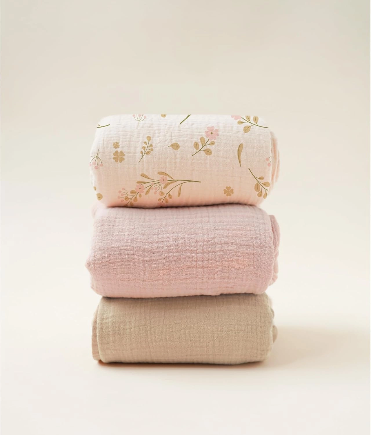 Konssy 3 Pack Muslin Swaddle Blankets for Unisex, Newborn Receiving Blanket, Large 47 x 47 inches, Soft Breathable Muslin Baby Swaddles for Boys & Girls