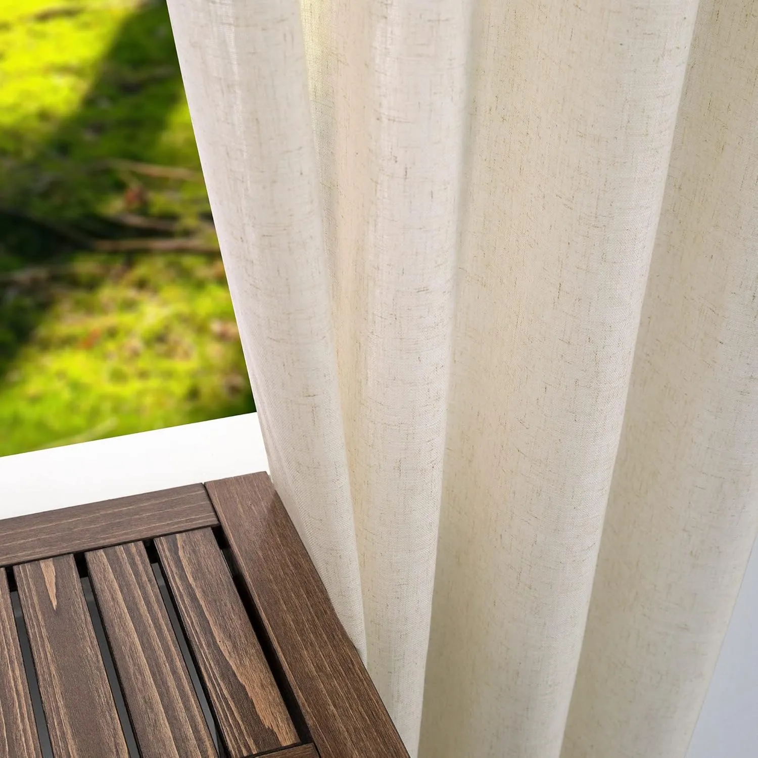 KOUFALL Beige Rustic Country Curtains for Living Room 84 Inches Long Flax Linen Bronze Grommet Tan Sand Color Solid Faux Linen Curtains for Bedroom Sliding Glass Patio Door 2 Panels