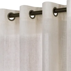 KOUFALL Beige Rustic Country Curtains for Living Room 84 Inches Long Flax Linen Bronze Grommet Tan Sand Color Solid Faux Linen Curtains for Bedroom Sliding Glass Patio Door 2 Panels