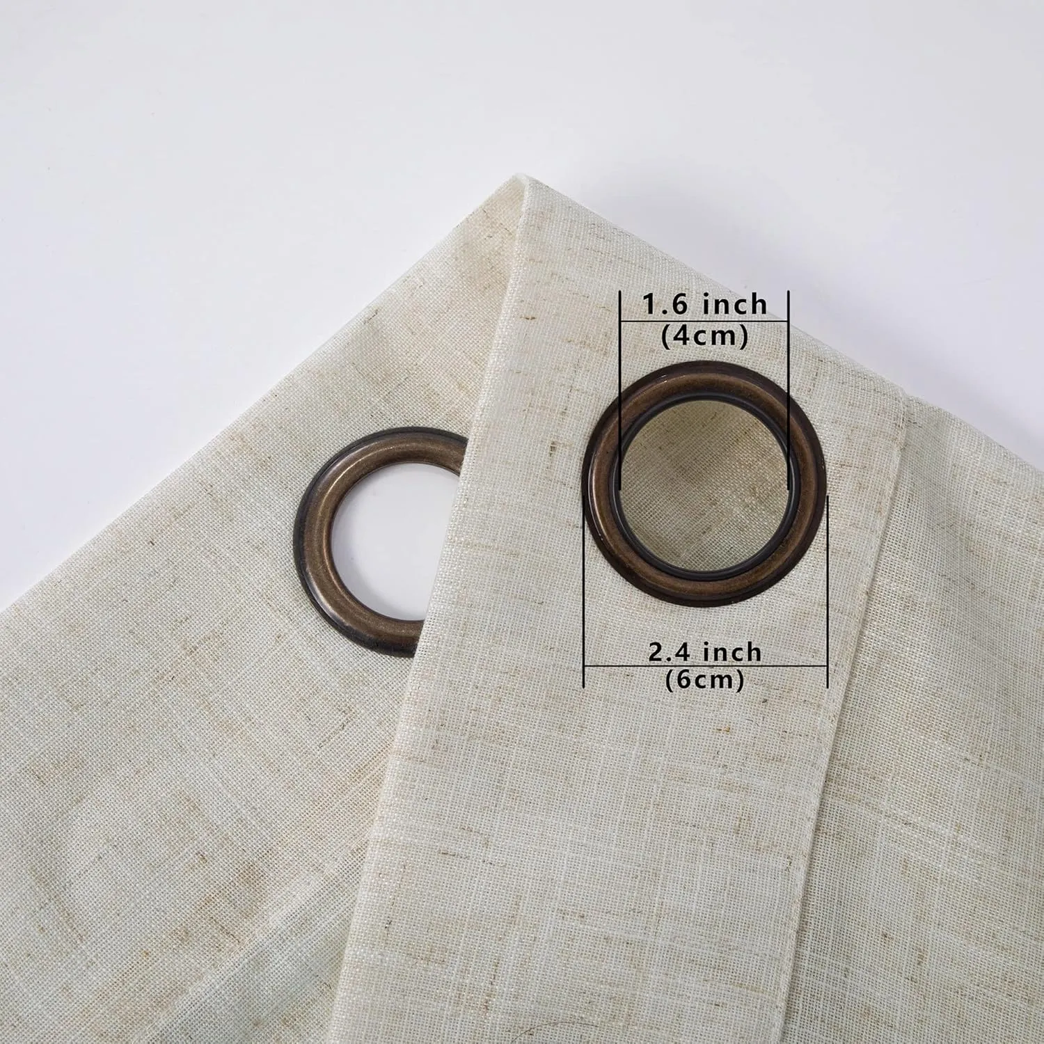 KOUFALL Beige Rustic Country Curtains for Living Room 84 Inches Long Flax Linen Bronze Grommet Tan Sand Color Solid Faux Linen Curtains for Bedroom Sliding Glass Patio Door 2 Panels