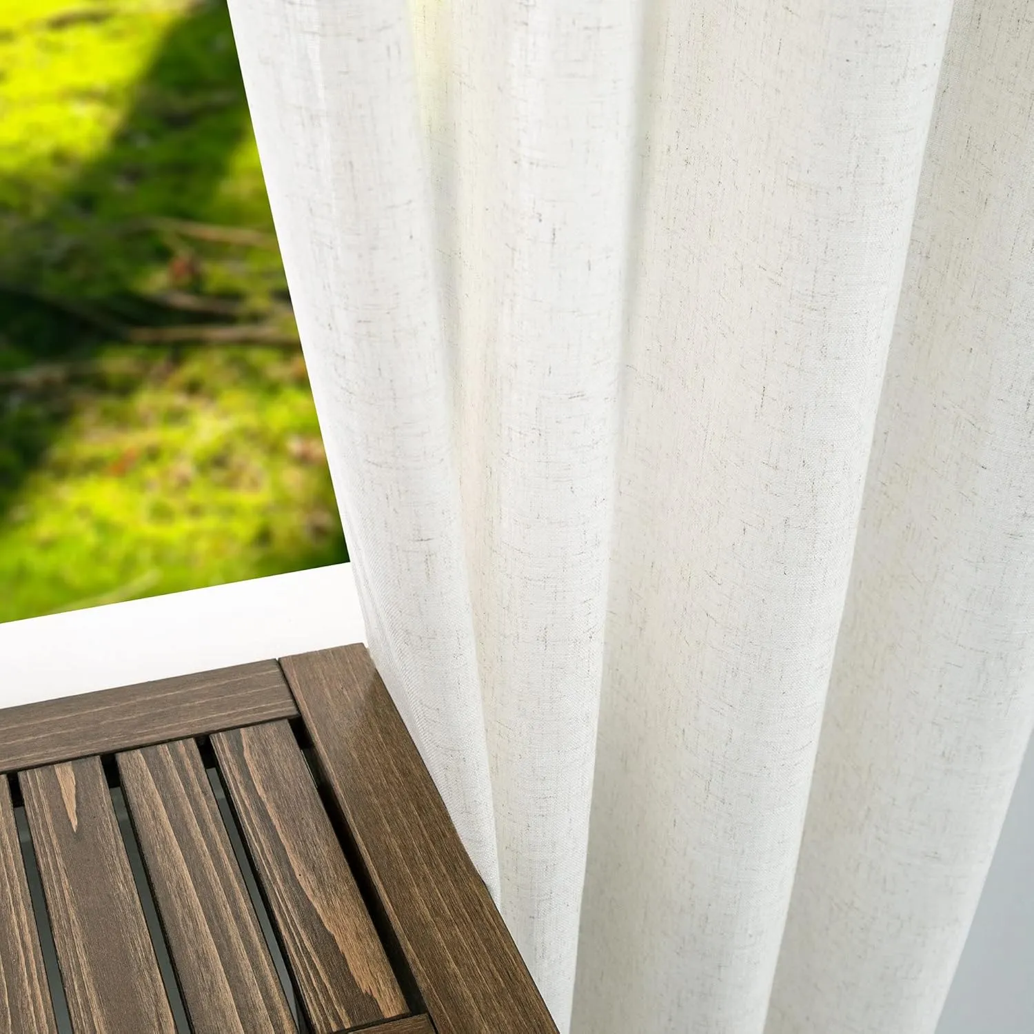 KOUFALL Linen Grommet Curtains for Living Room,Semi Sheer Boho Farmhouse Neutral Cream Curtain Drapes with Bronze Grommets,Room Curtains for Bedroom Window Set of 2 Panels 84 Length