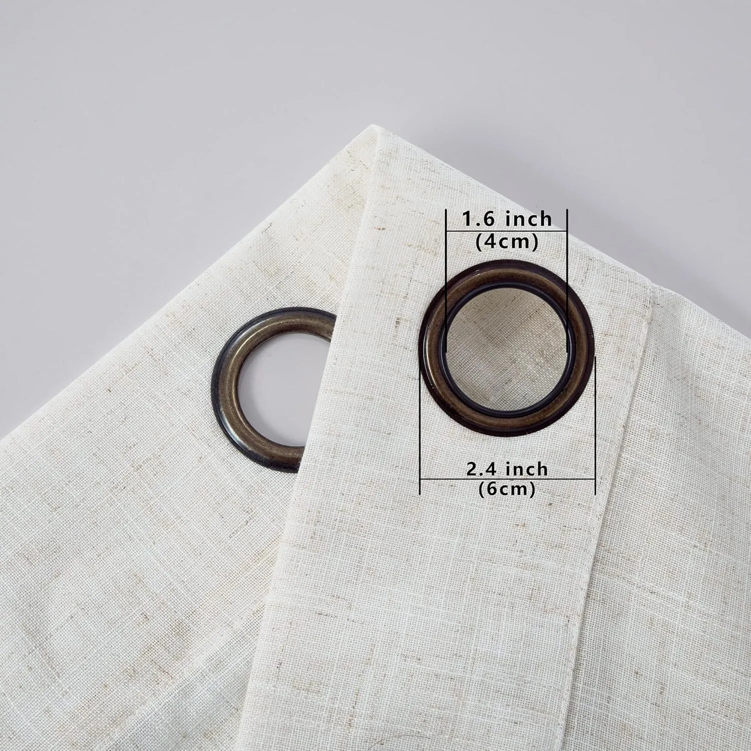 KOUFALL Linen Grommet Curtains for Living Room,Semi Sheer Boho Farmhouse Neutral Cream Curtain Drapes with Bronze Grommets,Room Curtains for Bedroom Window Set of 2 Panels 84 Length