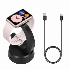 kwmobile Smartwatch Docking Station Compatible with Huawei Watch Fit/Band 9 / Band 8 / Band 7 / Band 6 / Watch Fit 3 Charge Stand - Magnetic Dock - Black