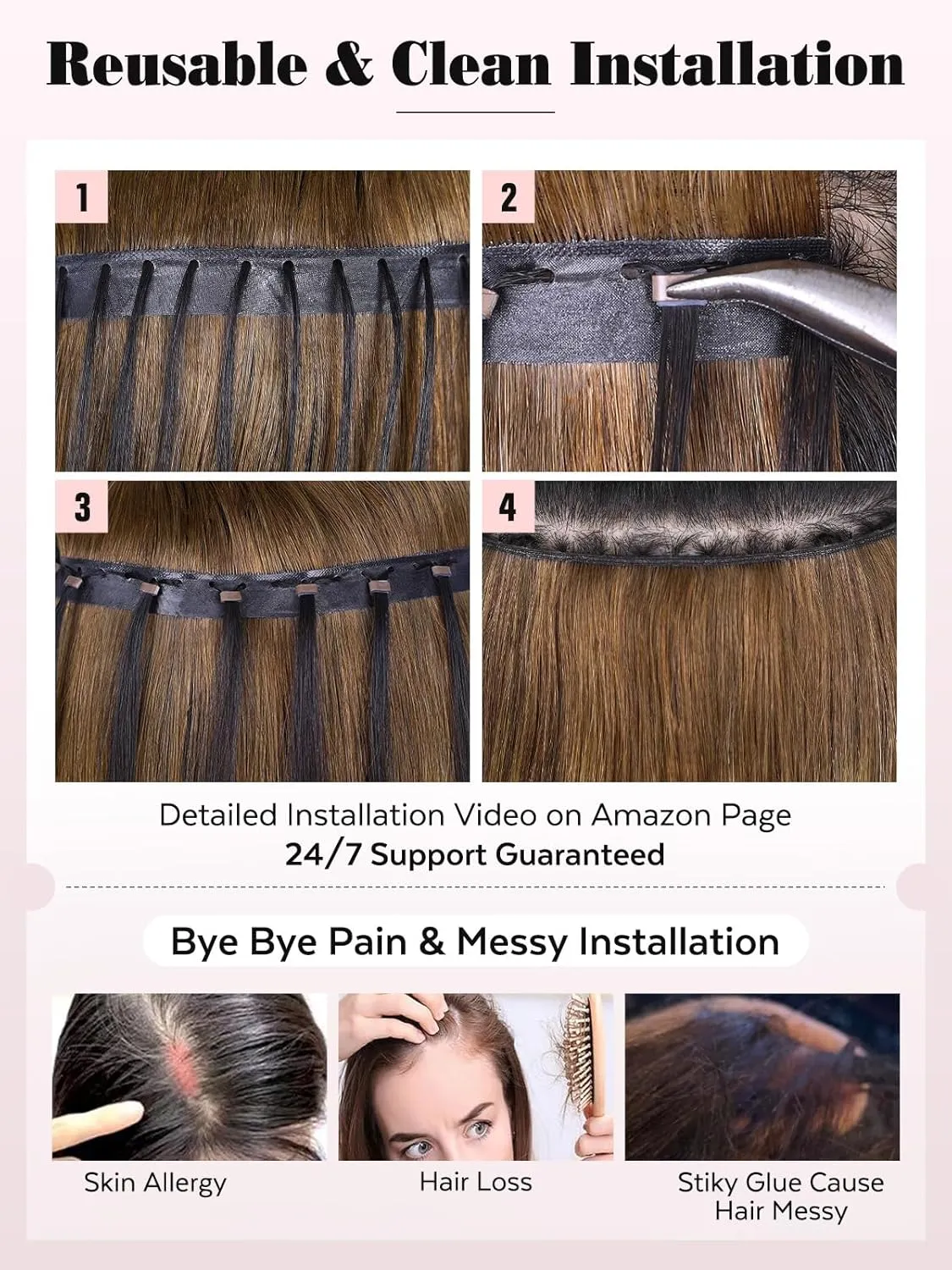 LADY MIRANDA 20 Inch Double Weft Hair Extensions with Micro Beads 8 Pieces 100g Honey Blonde Highlights Twin Tabs Hair Extensions Invisible Seamless PU Weft Genius Real Human Hair(T4/27, 20 Inch)