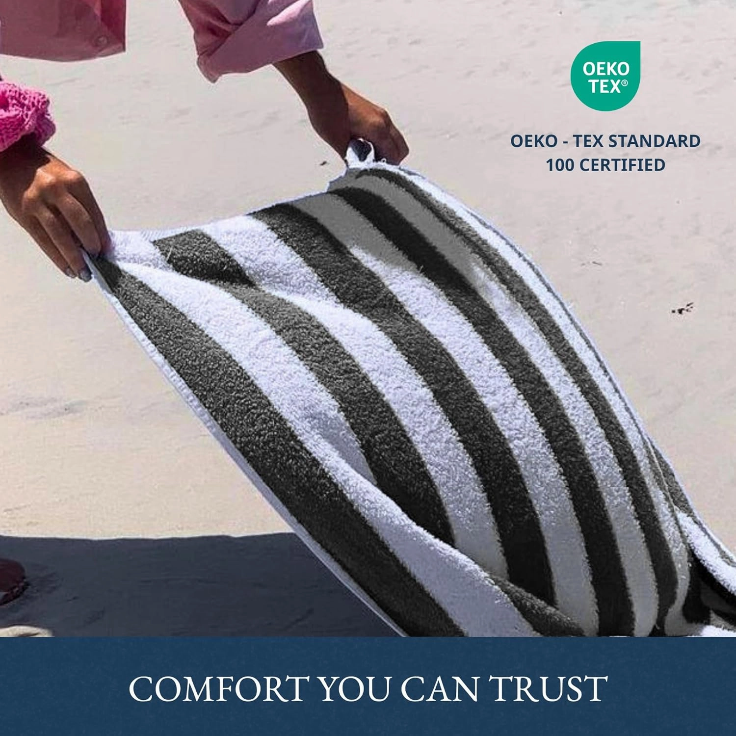 LANE LINEN 100% Cotton Beach Towel - Pack of 2 Cabana Towels, Beach Essentials for Women (30" x 60”), Large Absorbent Towel, Quick Dry & Soft Beach Towels - Grey Towels