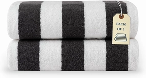 LANE LINEN 100% Cotton Beach Towel - Pack of 2 Cabana Towels, Beach Essentials for Women (30" x 60”), Large Absorbent Towel, Quick Dry & Soft Beach Towels - Grey Towels