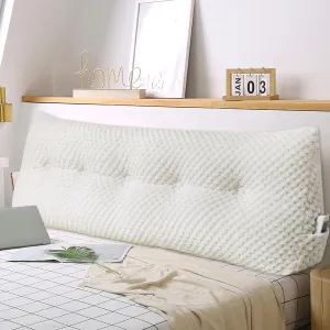 Large Triangular Headboard Wedge Pillow Soft and Supportive Headboard Backrest Positioning Support Bolster Cushion, Bed Wedge Pillow with Removable Cover(White,Twin,39x8x20inch)