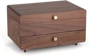 Large Wood Jewelry Box Wooden Velvet Necklace Ring Earring Watch Organizer Jewellery Storage Case (Color : B) (B)