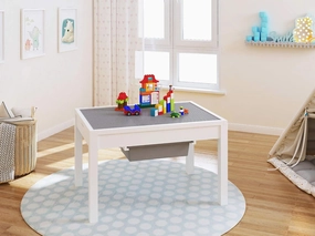 Large 2 in 1 Kid Activity Table with Storage, Play Table for Kids, Boys,Girls,White, 32.2"W x 22.2"L x 20"H, Ages 3 