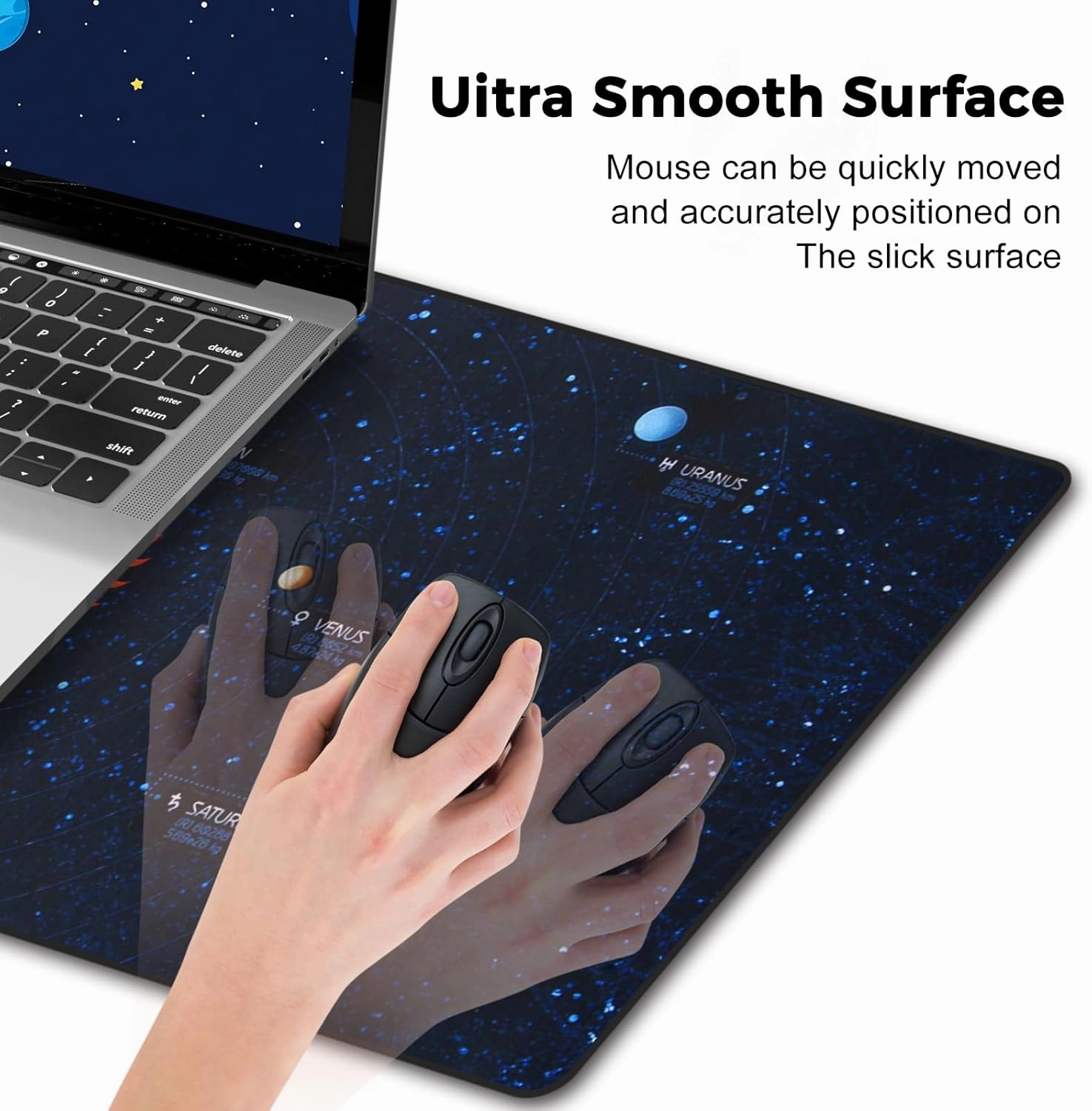 Large Extended Gaming Mouse Pad with Stitched Edges, Non-Slip Waterproof Rubber Base XXL Computer Desk Mat for Office, Keyboard, Laptop and Home, 35.43 X 15.75 Inch Long Desk Pad Galaxy Planetary