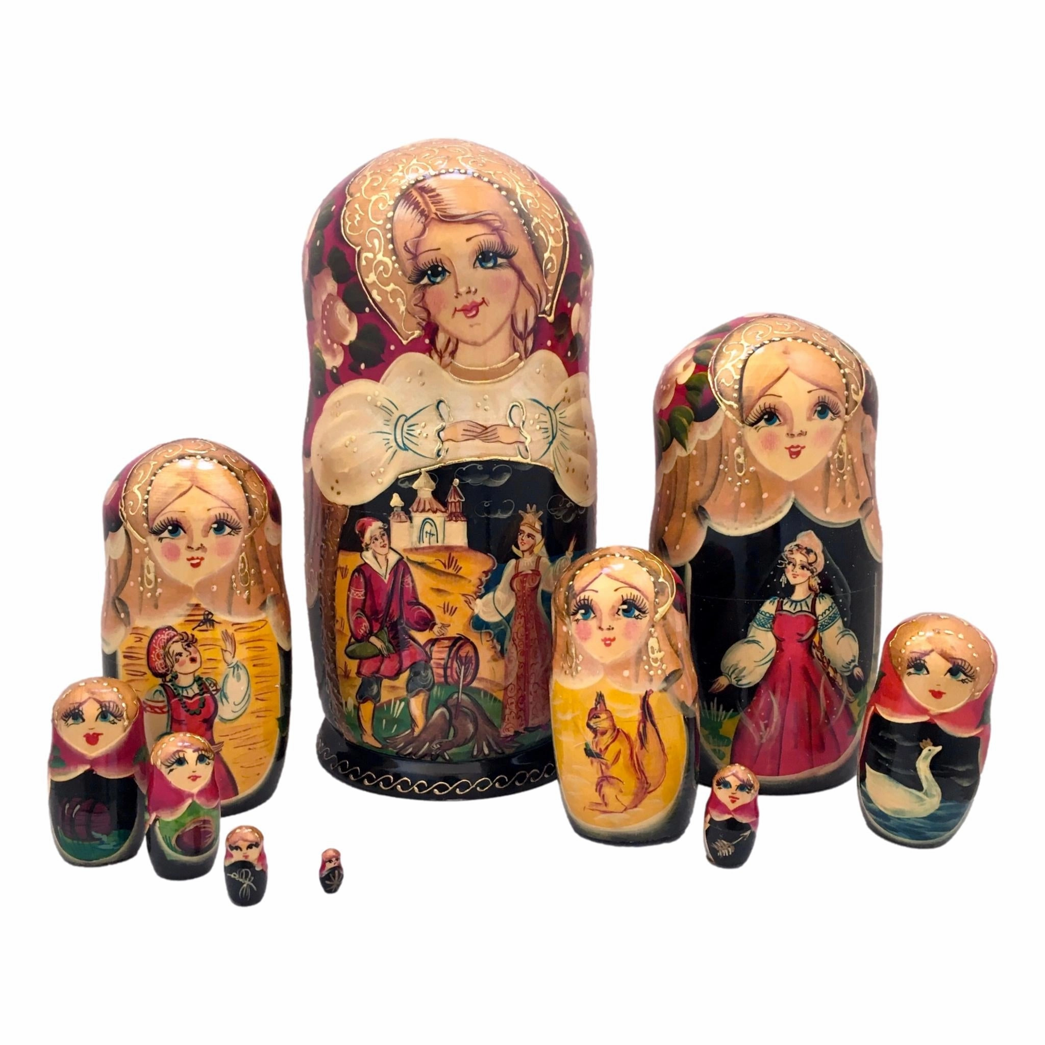 Large Nesting Dolls Set of 10 Swan Princess