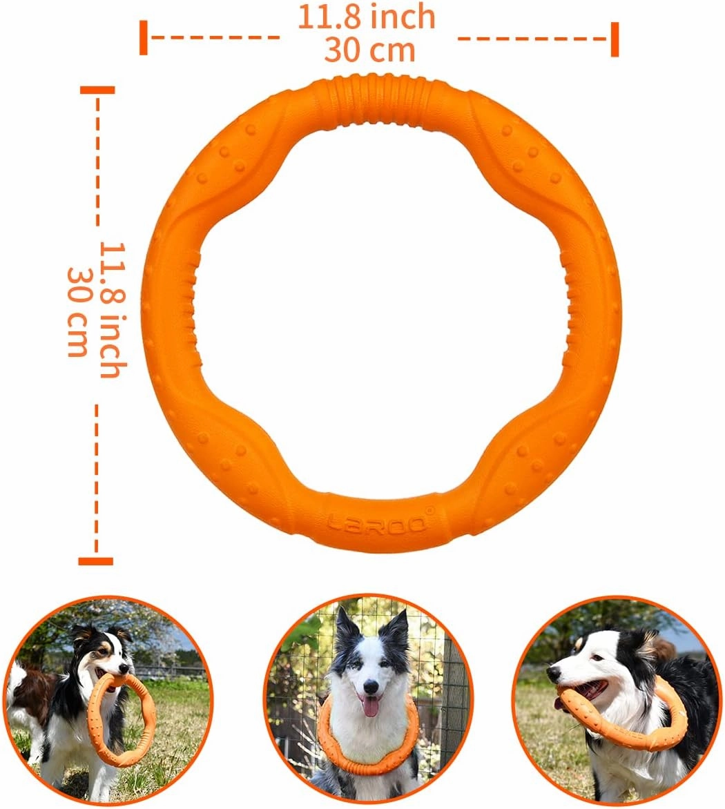 LaRoo Dog Ring Toy - Durable Flying Ring for Fetch,Water Play & Training Tough,Chew-Proof Design for Aggressive Chewer Breeds, Easy-Throw Lightweight Frisbee for Medium/Large Dogs (Orange/30cm)