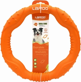 LaRoo Dog Ring Toy - Durable Flying Ring for Fetch,Water Play & Training Tough,Chew-Proof Design for Aggressive Chewer Breeds, Easy-Throw Lightweight Frisbee for Medium/Large Dogs (Orange/30cm)