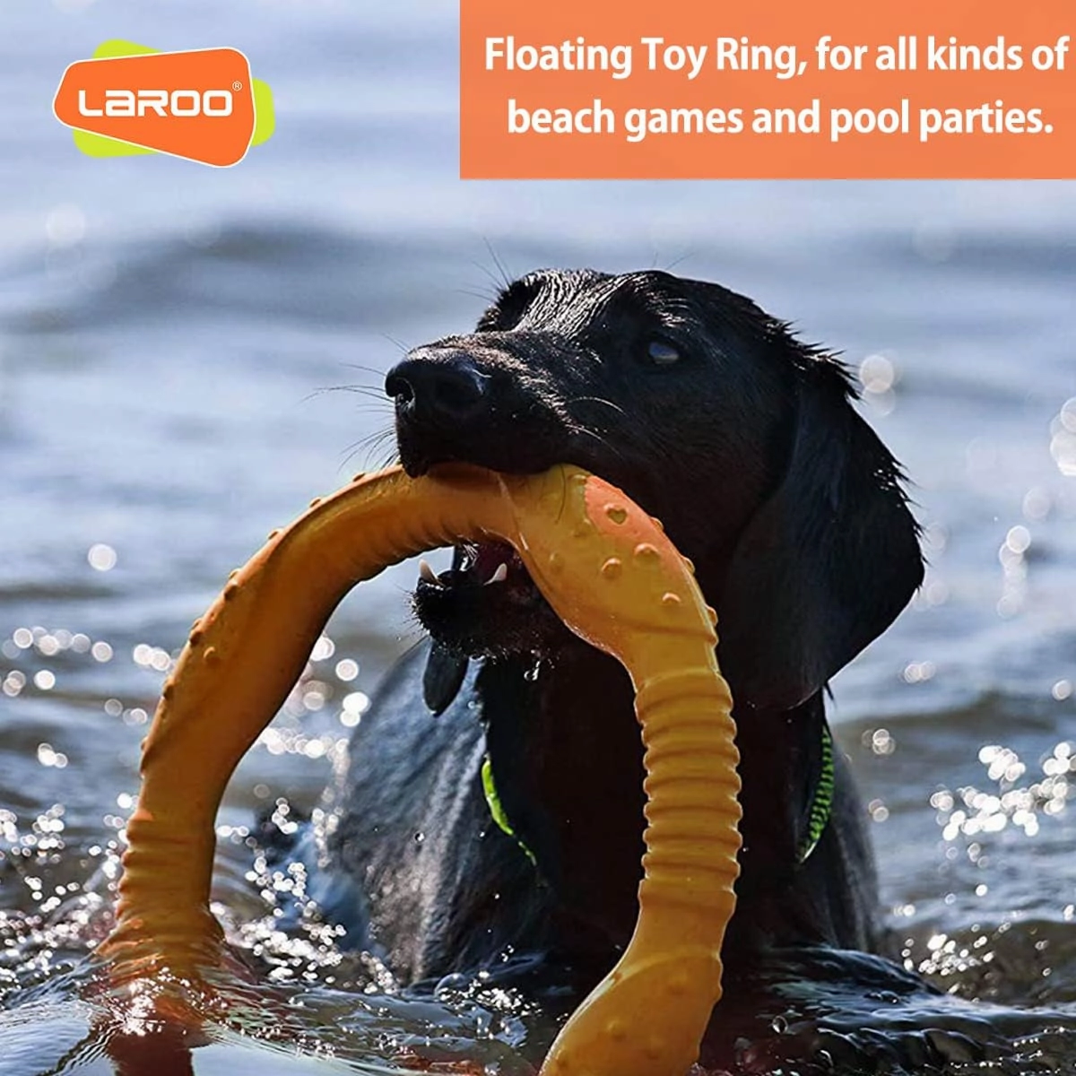 LaRoo Dog Ring Toy - Durable Flying Ring for Fetch,Water Play & Training Tough,Chew-Proof Design for Aggressive Chewer Breeds, Easy-Throw Lightweight Frisbee for Medium/Large Dogs (Orange/30cm)