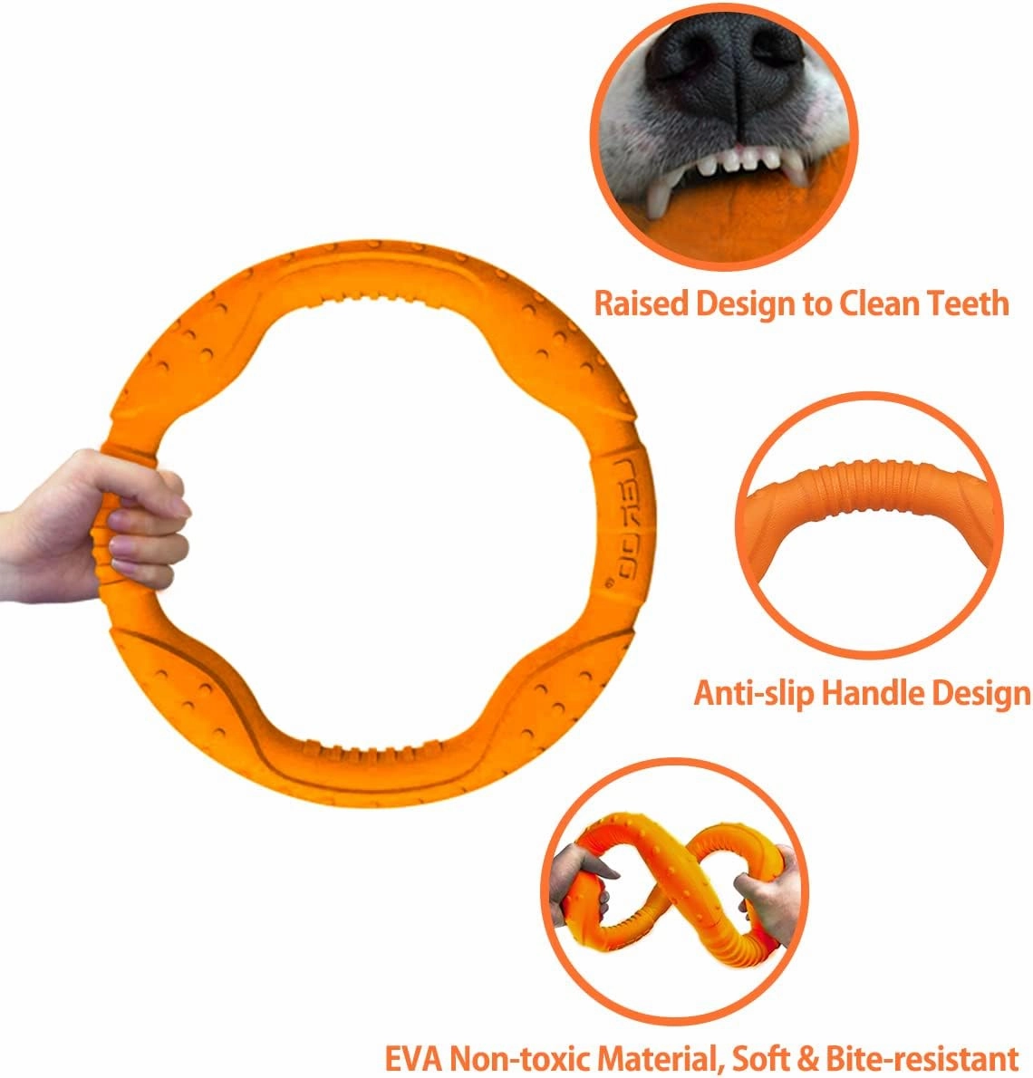LaRoo Dog Ring Toy - Durable Flying Ring for Fetch,Water Play & Training Tough,Chew-Proof Design for Aggressive Chewer Breeds, Easy-Throw Lightweight Frisbee for Medium/Large Dogs (Orange/30cm)