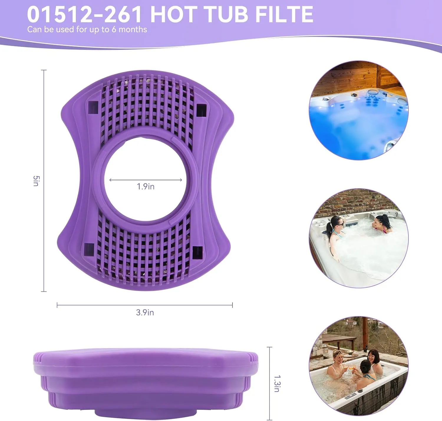 Lasts 6 Months for Dimension One Spa Filter,01512-261 for Vision Cartridge Dimension One Spa,Purple 2 Pack