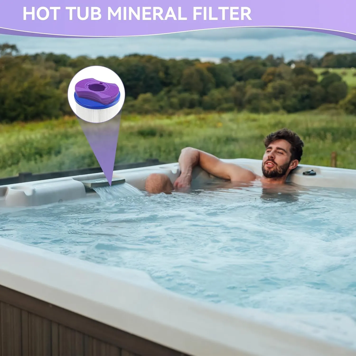 Lasts 6 Months for Dimension One Spa Filter,01512-261 for Vision Cartridge Dimension One Spa,Purple 2 Pack